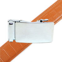 Men's Genuine Leather Polished Chrome Buckle Ratchet Belt - MGLBB50X-Chrome - Bundle Bus