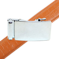 Men's Genuine Leather Polished Chrome Buckle Ratchet Belt - MGLBB50X-Chrome - Bundle Bus