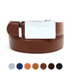 Men's Genuine Leather Polished Chrome Buckle Ratchet Belt - MGLBB50X-Chrome - Bundle Bus