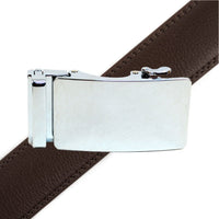 Men's Genuine Leather Polished Chrome Buckle Ratchet Belt - MGLBB50X-Chrome - Bundle Bus