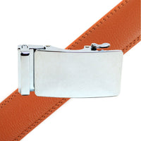 Men's Genuine Leather Polished Chrome Buckle Ratchet Belt - MGLBB50X-Chrome - Bundle Bus