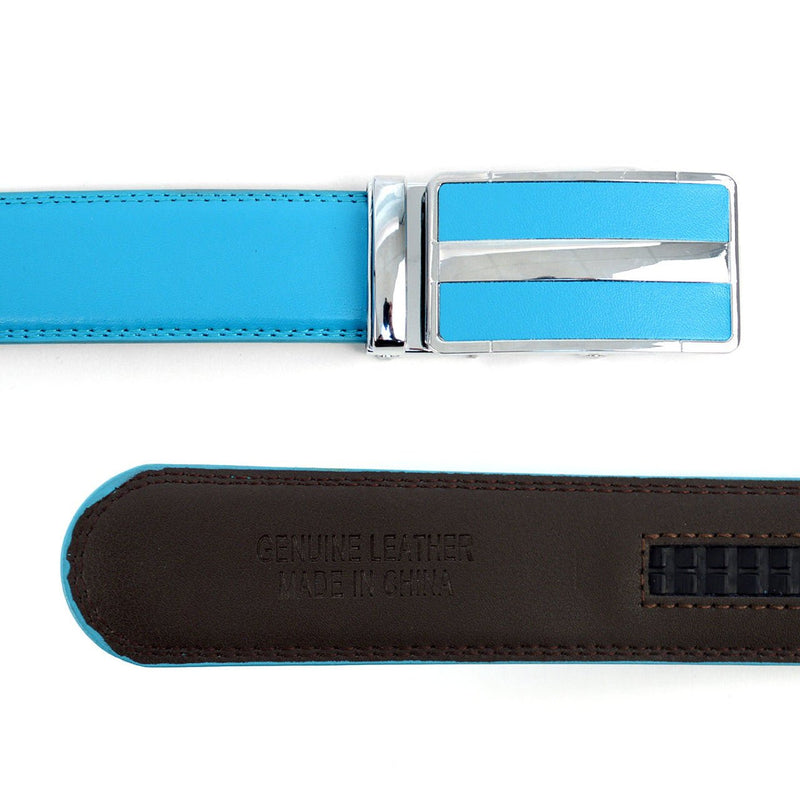 Men's Genuine Leather Sliding Buckle Ratchet Belt - 4-Colors - Bundle Bus