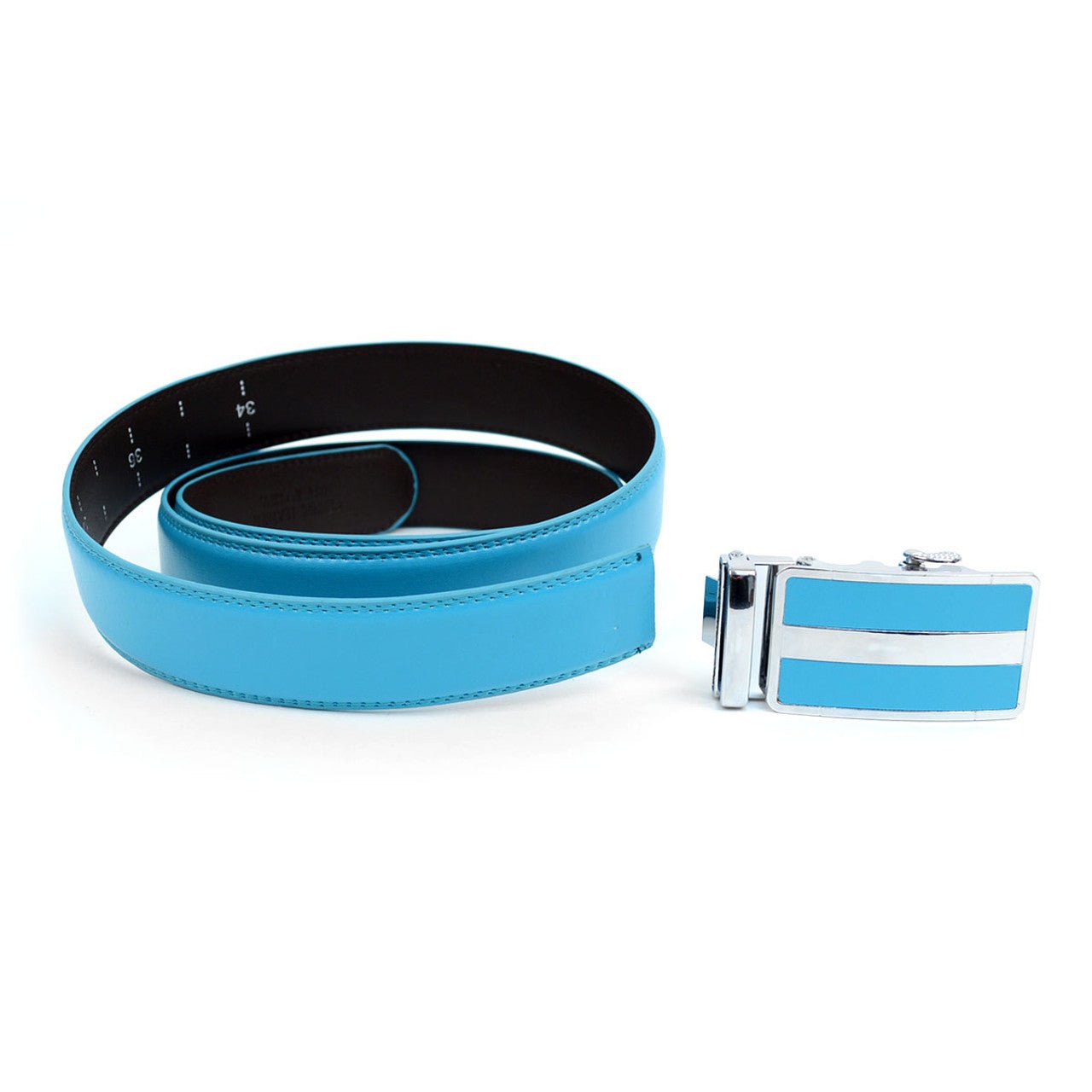 Men's Genuine Leather Sliding Buckle Ratchet Belt - 4-Colors - Bundle Bus