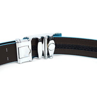 Men's Genuine Leather Sliding Buckle Ratchet Belt - 4-Colors - Bundle Bus