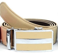 Men's Genuine Leather Sliding Buckle Ratchet Belt - 4-Colors - Bundle Bus