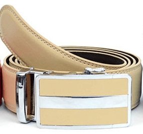 Men's Genuine Leather Sliding Buckle Ratchet Belt - 4-Colors - Bundle Bus