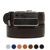 Men's Genuine Leather Sliding Buckle Ratchet Belt MGLBB1 - Bundle Bus