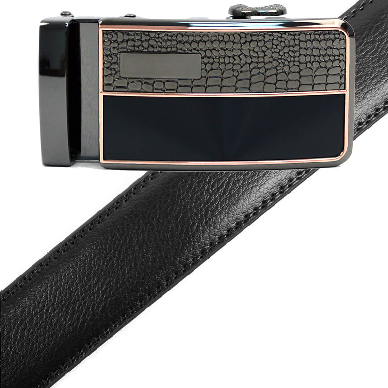 Men's Genuine Leather Sliding Buckle Ratchet Belt MGLBB1 - Bundle Bus