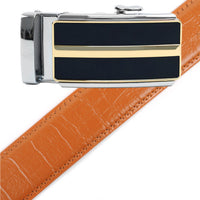 Men's Genuine Leather Sliding Buckle Ratchet Belt MGLBB10 - Bundle Bus