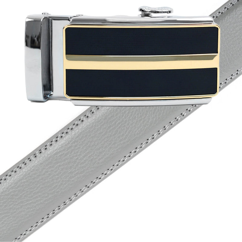 Men's Genuine Leather Sliding Buckle Ratchet Belt MGLBB10 - Bundle Bus