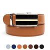 Men's Genuine Leather Sliding Buckle Ratchet Belt MGLBB10 - Bundle Bus