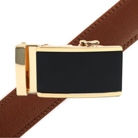 Men's Genuine Leather Sliding Buckle Ratchet Belt MGLBB11 - Bundle Bus