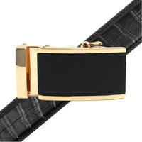 Men's Genuine Leather Sliding Buckle Ratchet Belt MGLBB11 - Bundle Bus