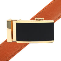 Men's Genuine Leather Sliding Buckle Ratchet Belt MGLBB11 - Bundle Bus