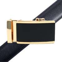 Men's Genuine Leather Sliding Buckle Ratchet Belt MGLBB11 - Bundle Bus