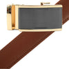 Men's Genuine Leather Sliding Buckle Ratchet Belt - MGLBB14 - Bundle Bus