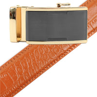 Men's Genuine Leather Sliding Buckle Ratchet Belt - MGLBB14 - Bundle Bus