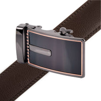 Men's Genuine Leather Sliding Buckle Ratchet Belt MGLBB15 - Bundle Bus