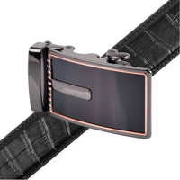 Men's Genuine Leather Sliding Buckle Ratchet Belt MGLBB15 - Bundle Bus