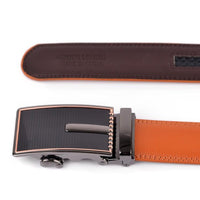 Men's Genuine Leather Sliding Buckle Ratchet Belt MGLBB15 - Bundle Bus