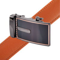 Men's Genuine Leather Sliding Buckle Ratchet Belt MGLBB15 - Bundle Bus