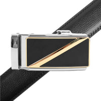 Men's Genuine Leather Sliding Buckle Ratchet Belt MGLBB17 - Bundle Bus