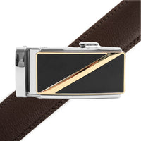 Men's Genuine Leather Sliding Buckle Ratchet Belt MGLBB17 - Bundle Bus