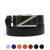 Men's Genuine Leather Sliding Buckle Ratchet Belt MGLBB17 - Bundle Bus