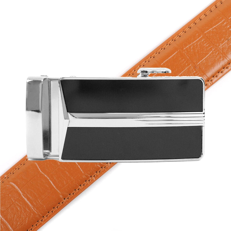 Men's Genuine Leather Sliding Buckle Ratchet Belt - MGLBB18 - Bundle Bus