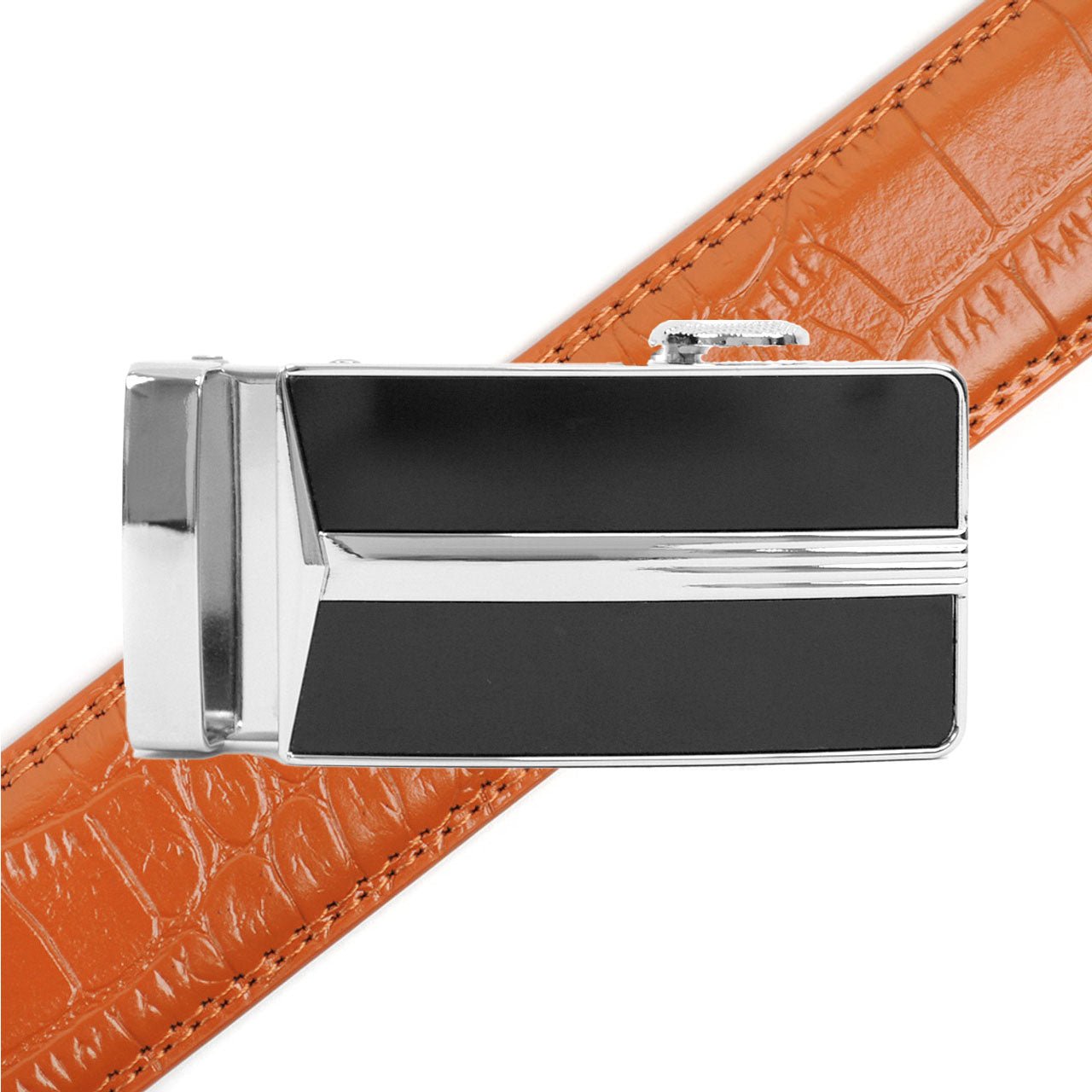 Men's Genuine Leather Sliding Buckle Ratchet Belt - MGLBB18 - Bundle Bus