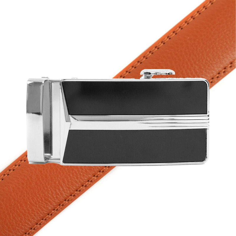 Men's Genuine Leather Sliding Buckle Ratchet Belt - MGLBB18 - Bundle Bus