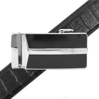 Men's Genuine Leather Sliding Buckle Ratchet Belt - MGLBB18 - Bundle Bus