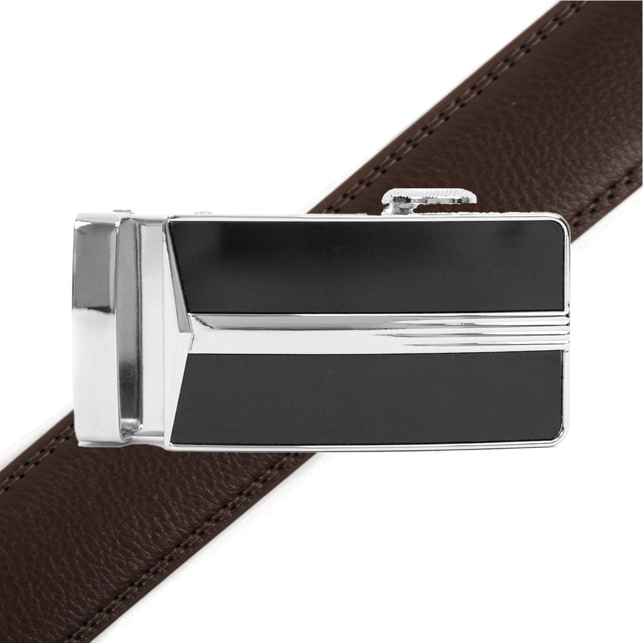 Men's Genuine Leather Sliding Buckle Ratchet Belt - MGLBB18 - Bundle Bus