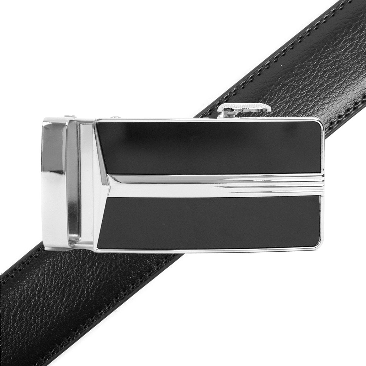 Men's Genuine Leather Sliding Buckle Ratchet Belt - MGLBB18 - Bundle Bus