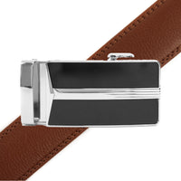 Men's Genuine Leather Sliding Buckle Ratchet Belt - MGLBB18 - Bundle Bus