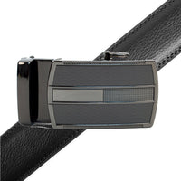 Men's Genuine Leather Sliding Buckle Ratchet Belt MGLBB19 - Bundle Bus