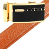 Men's Genuine Leather Sliding Buckle Ratchet Belt MGLBB2 - Bundle Bus