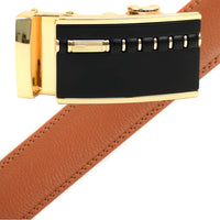 Men's Genuine Leather Sliding Buckle Ratchet Belt MGLBB2 - Bundle Bus