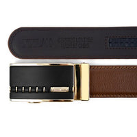 Men's Genuine Leather Sliding Buckle Ratchet Belt MGLBB2 - Bundle Bus