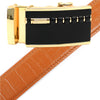 Men's Genuine Leather Sliding Buckle Ratchet Belt MGLBB2 - Bundle Bus