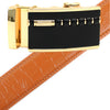 Men's Genuine Leather Sliding Buckle Ratchet Belt MGLBB2 - Bundle Bus