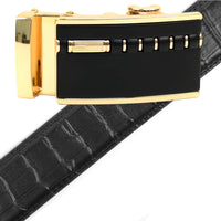 Men's Genuine Leather Sliding Buckle Ratchet Belt MGLBB2 - Bundle Bus