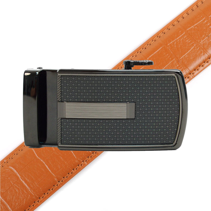 Men's Genuine Leather Sliding Buckle Ratchet Belt MGLBB20 - Bundle Bus