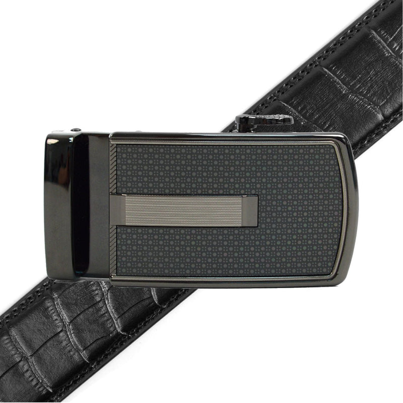 Men's Genuine Leather Sliding Buckle Ratchet Belt MGLBB20 - Bundle Bus