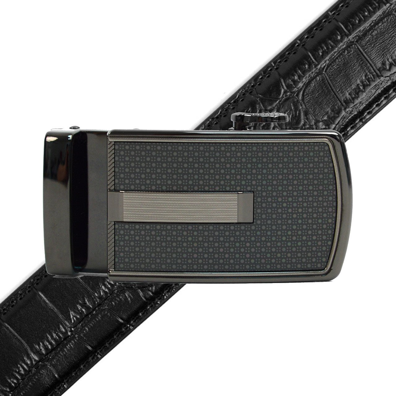 Men's Genuine Leather Sliding Buckle Ratchet Belt MGLBB20 - Bundle Bus