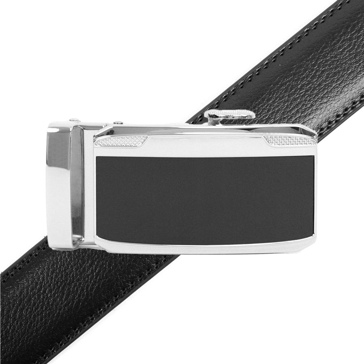 Men's Genuine Leather Sliding Buckle Ratchet Belt MGLBB22 - Bundle Bus