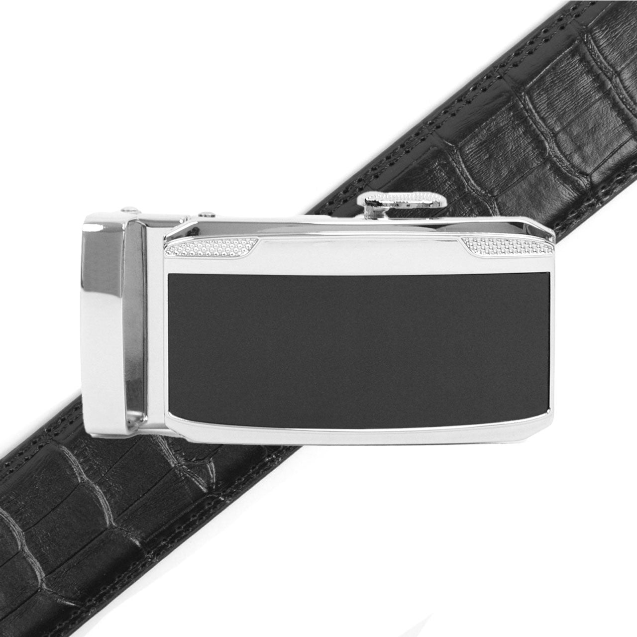 Men's Genuine Leather Sliding Buckle Ratchet Belt MGLBB22 - Bundle Bus