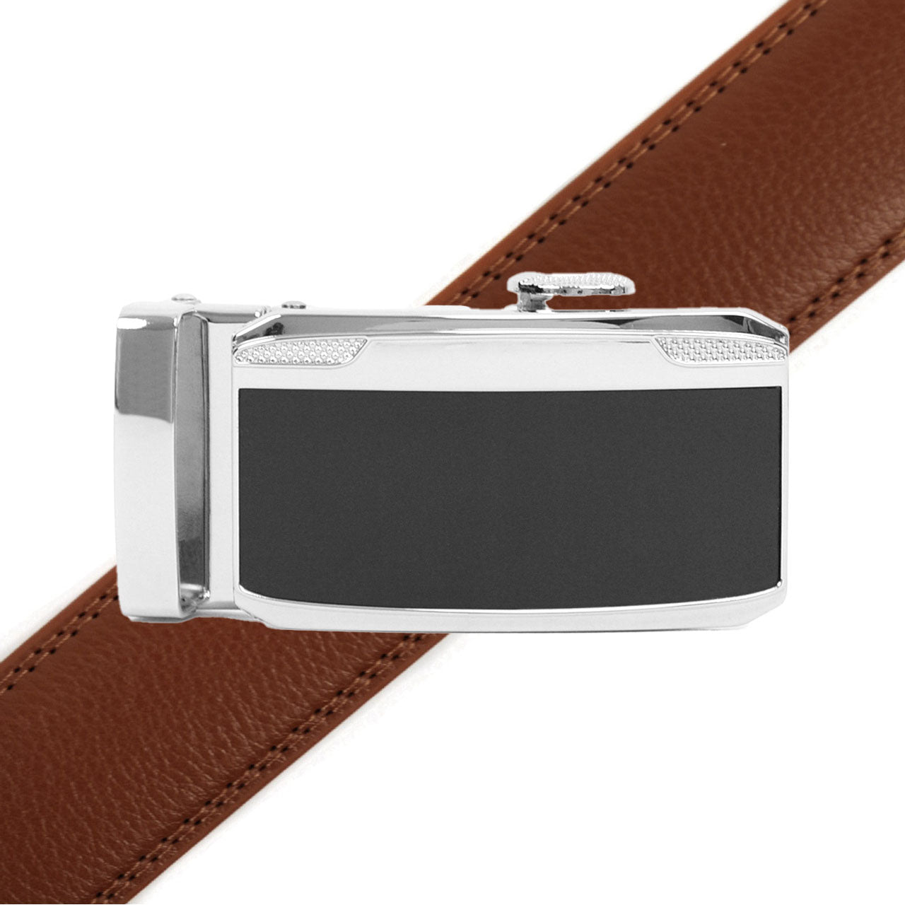 Men's Genuine Leather Sliding Buckle Ratchet Belt MGLBB22 - Bundle Bus