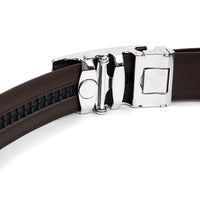 Men's Genuine Leather Sliding Buckle Ratchet Belt MGLBB22 - Bundle Bus