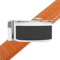 Men's Genuine Leather Sliding Buckle Ratchet Belt MGLBB22 - Bundle Bus